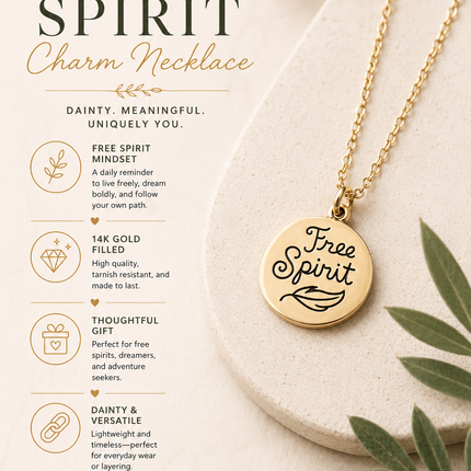 Free Spirit Charm Necklace – Dainty 14k Gold Filled Necklace with Gold Disc Pendant