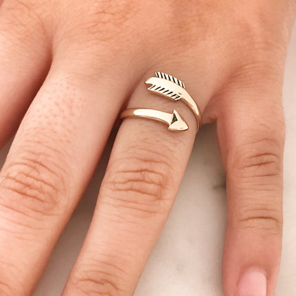Adjustable Natural Bronze Arrow Ring