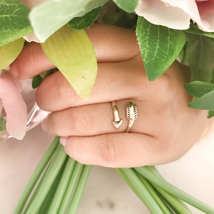 Adjustable Natural Bronze Arrow Ring