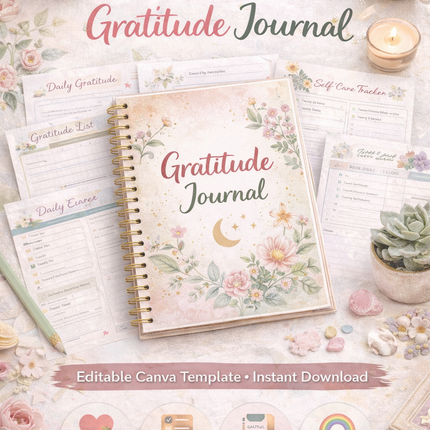 Gratitude & Growth Planner – 38-Page Canva Template