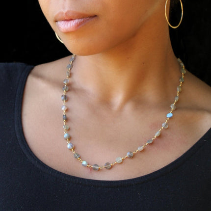 Labradorite Necklace – 14k Gold Filled, Hand-Wrapped, 19 Inch