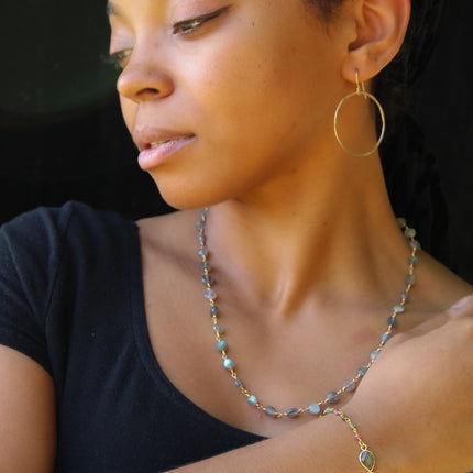 Labradorite Necklace – 14k Gold Filled, Hand-Wrapped, 19 Inch