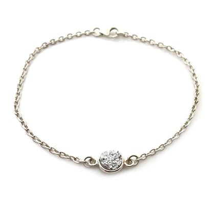 Sterling Silver Druzy Bracelet – Minimalist Sparkle, 7.25 Inch