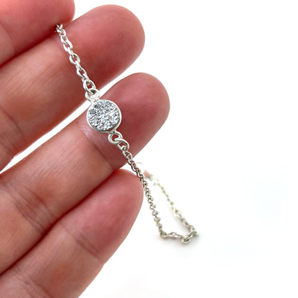 Sterling Silver Druzy Bracelet – Minimalist Sparkle, 7.25 Inch