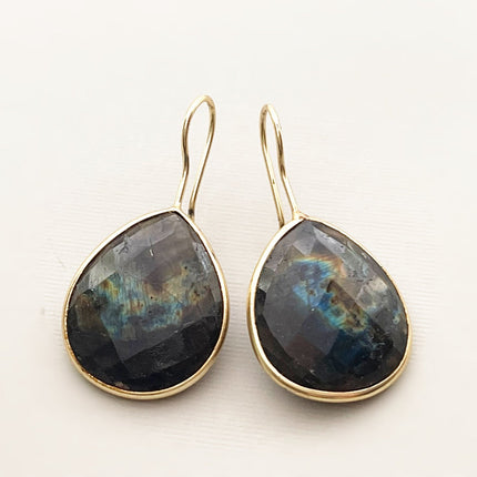 One of a Kind Labradorite Teardrop Earrings – Vermeil over Sterling