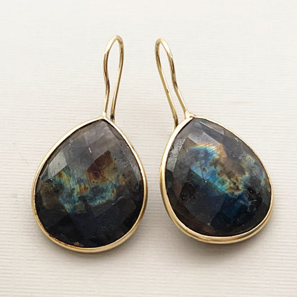 One of a Kind Labradorite Teardrop Earrings – Vermeil over Sterling