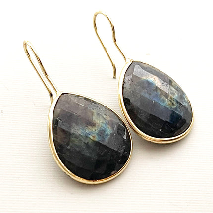 One of a Kind Labradorite Teardrop Earrings – Vermeil over Sterling