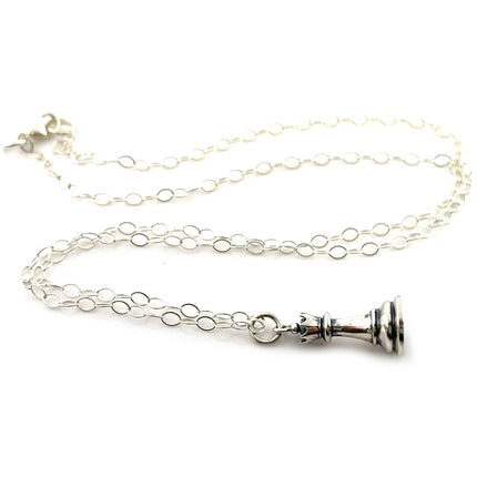 Solid Sterling Silver Queen Chess Necklace – 3D Charm on 18" Chain