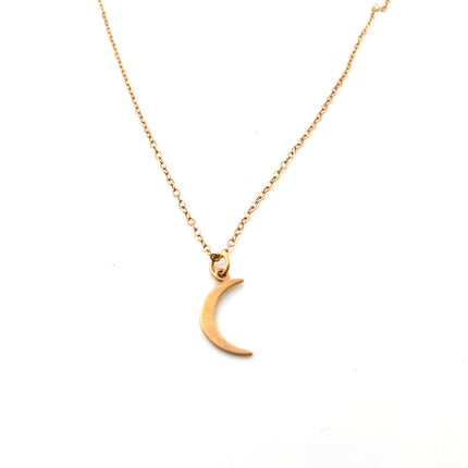 14K Rose Gold Filled Crescent Moon Necklace – 18" Dainty Chain
