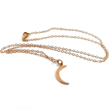 14K Rose Gold Filled Crescent Moon Necklace – 18" Dainty Chain