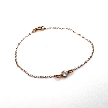 Dainty 14K Rose Gold Filled Bracelet – 4mm CZ for Small Wrists