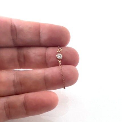 Dainty 14K Rose Gold Filled Bracelet – 4mm CZ for Small Wrists