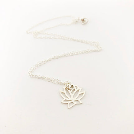 Lotus Flower Charm Necklace - Sterling Silver Jewelry
