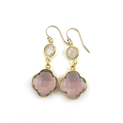 Rose Quartz & Morganite Drop Earrings – 14k Gold Fill