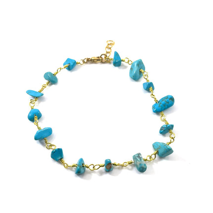 Raw Turquoise Chip Bracelet – 14k Gold Filled, Adjustable 8–8.5”