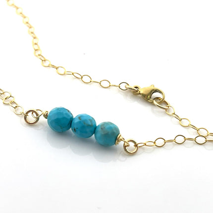 Dainty Turquoise Gemstone Choker – 14k Gold Filled, Wire Wrapped Beads, 16.5" Handmade Necklace