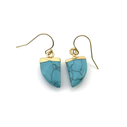 Turquoise Howlite Nail Drop Earrings – 14k Gold Filled Earwires – Handmade in Raleigh NC