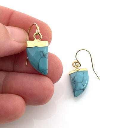 Turquoise Howlite Nail Drop Earrings – 14k Gold Filled Earwires – Handmade in Raleigh NC