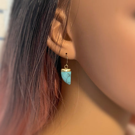 Turquoise Howlite Nail Drop Earrings – 14k Gold Filled Earwires – Handmade in Raleigh NC