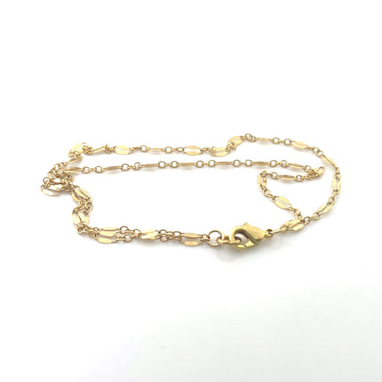 Dual Layer Gold Filled Bracelet – Bar & Link Chain – Handmade Jewelry – 7.5" with Lobster Clasp