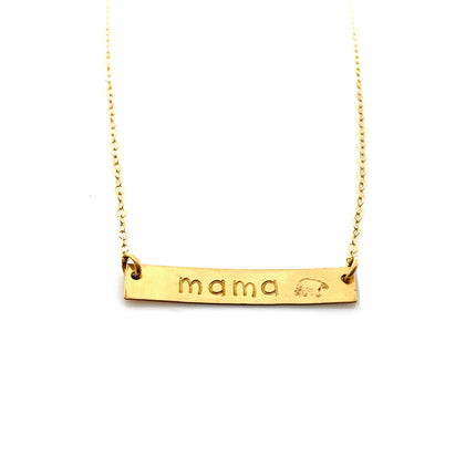 Mama Bear Necklace – One-of-a-Kind Hand Stamped Gold Filled Bar Necklace