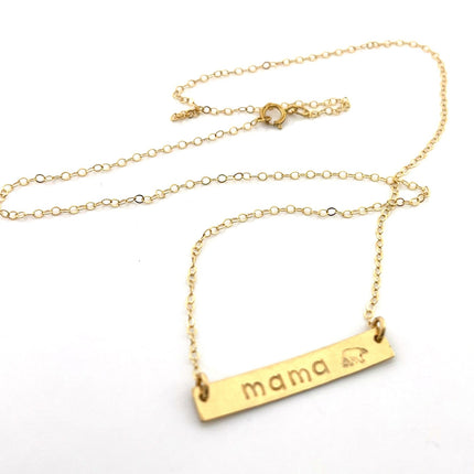 Mama Bear Necklace – One-of-a-Kind Hand Stamped Gold Filled Bar Necklace
