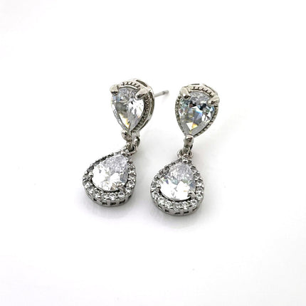 CZ Teardrop Bridal Earrings – One-of-a-Kind Sterling Silver Studs