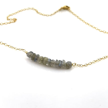 Labradorite Bar Necklace – One-of-a-Kind 14k Gold Filled Jewelry