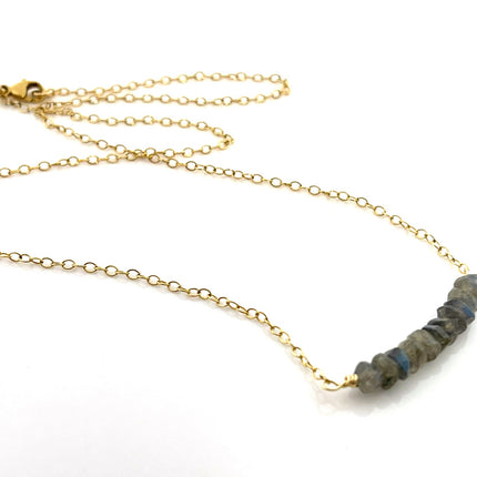 Labradorite Bar Necklace – One-of-a-Kind 14k Gold Filled Jewelry