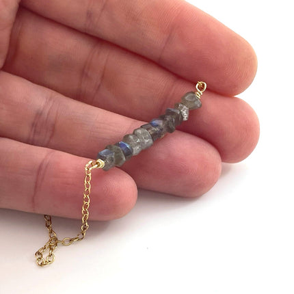 Labradorite Bar Necklace – One-of-a-Kind 14k Gold Filled Jewelry