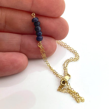 Sapphire Bracelet – One-of-a-Kind 14k Gold Filled Wire Wrapped Jewelry