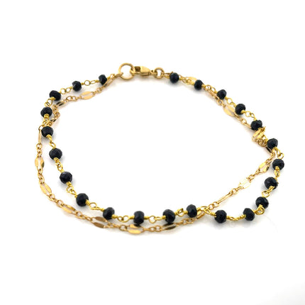 Dual Layer Black Spinel Bracelet – Gold Filled Gemstone Jewelry