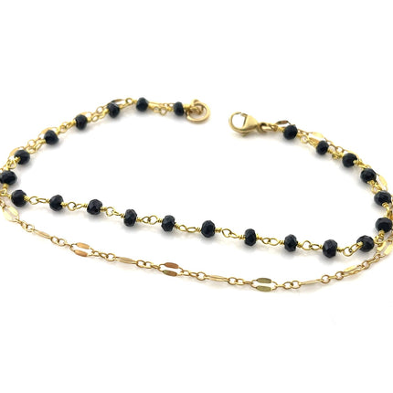 Dual Layer Black Spinel Bracelet – Gold Filled Gemstone Jewelry