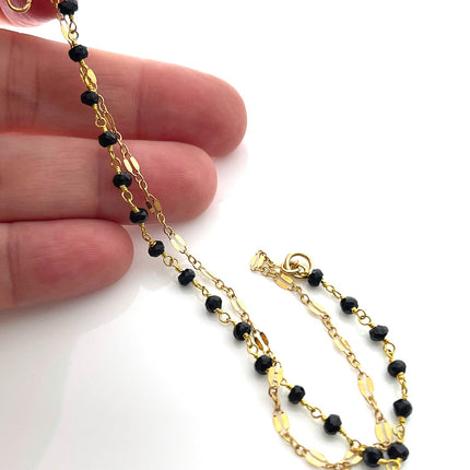 Dual Layer Black Spinel Bracelet – Gold Filled Gemstone Jewelry