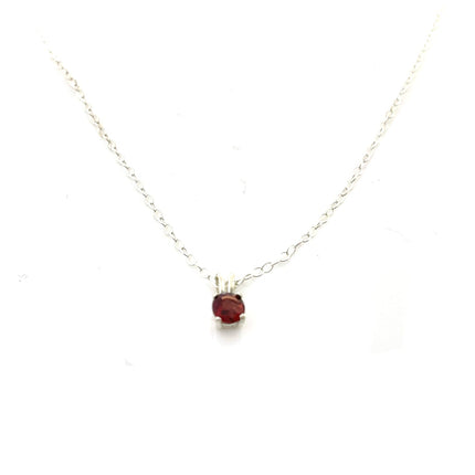 Garnet Solitaire Necklace – Sterling Silver Gemstone Pendant