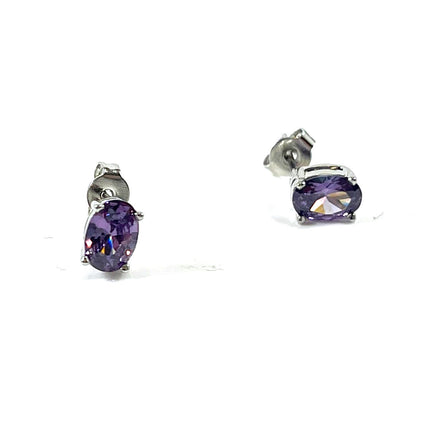 Amethyst Stud Earrings – Sterling Silver Gemstone Earrings