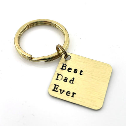 Best Dad Ever Keychain – Hand Stamped Brass Gift for Dad