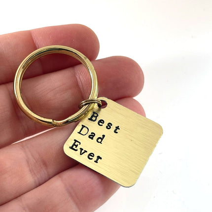 Best Dad Ever Keychain – Hand Stamped Brass Gift for Dad