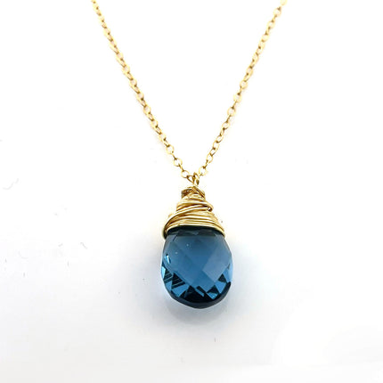 London Blue Topaz Necklace – Gold Filled Gemstone Pendant