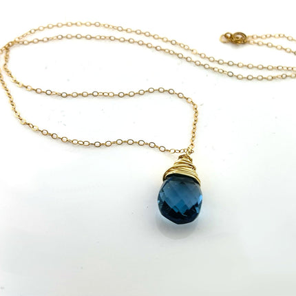 London Blue Topaz Necklace – Gold Filled Gemstone Pendant