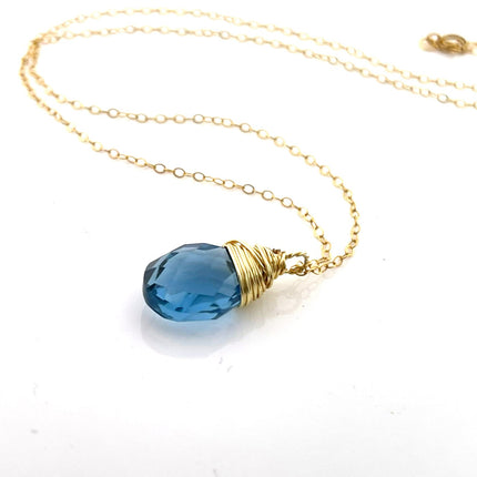 London Blue Topaz Necklace – Gold Filled Gemstone Pendant