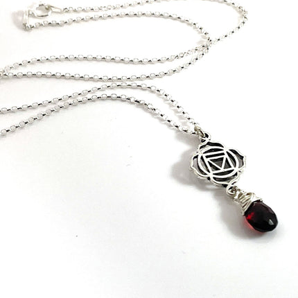 Garnet Root Chakra Necklace – Sterling Silver Chakra Pendant