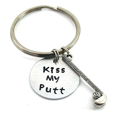 Kiss My Putt Golf Keychain – Hand Stamped Aluminum