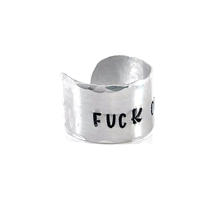 Fuck Off Ring – Hand Stamped Aluminum Statement Ring