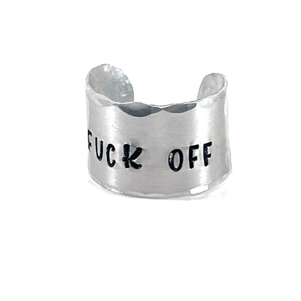 Fuck Off Ring – Hand Stamped Aluminum Statement Ring