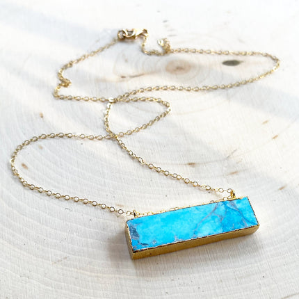 Turquoise Bar Gold Filled Necklace