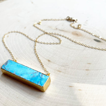 Turquoise Bar Gold Filled Necklace