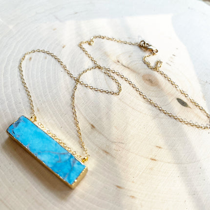 Turquoise Bar Gold Filled Necklace