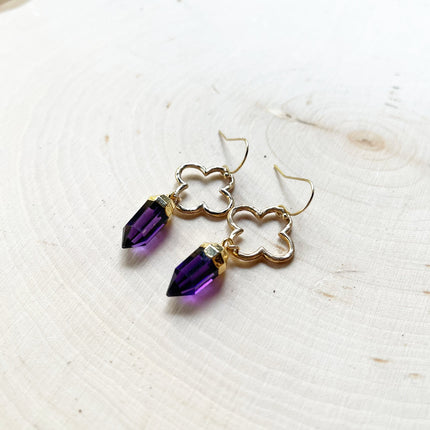 Amethyst Dagger Gold Filled Earrings