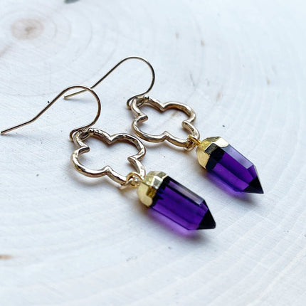 Amethyst Dagger Gold Filled Earrings